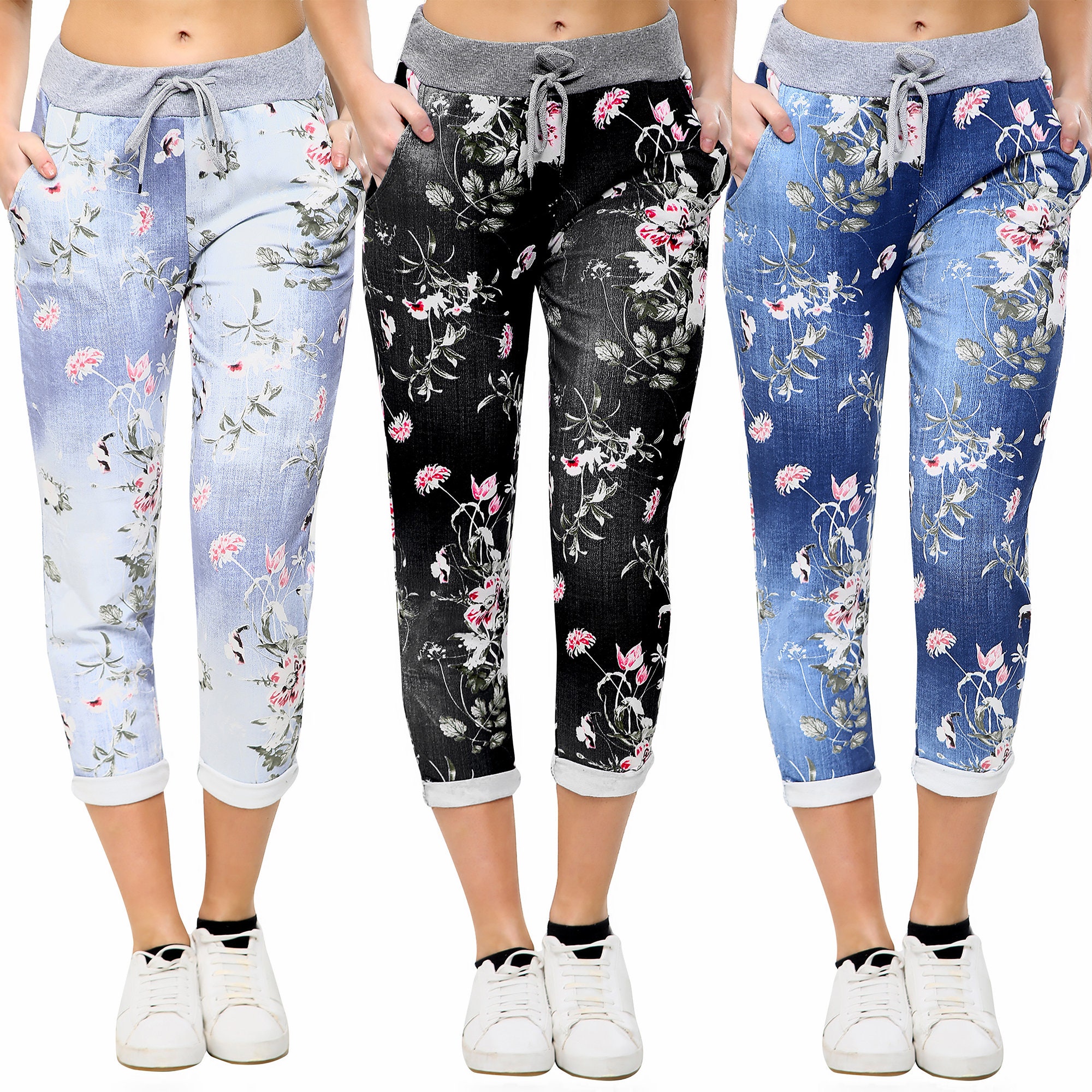 ladies floral cotton trousers