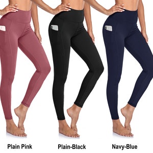 Women High Waisted Plain and Printed Yoga Leggings with Pockets Moisture Wicking Sweat Absorbing Buttery Soft Opaque Fabric, Workout & Gym zdjęcie 9