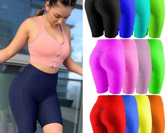 Womens Tiktok Shorts Ladies High Waisted Honeycomb Cycling Shorts Gym Yoga Sport