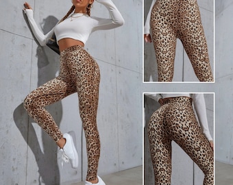 Mesdames léopard imprimé animal femmes stretch pleine longueur leggings pantalons-femmes strectchy legging