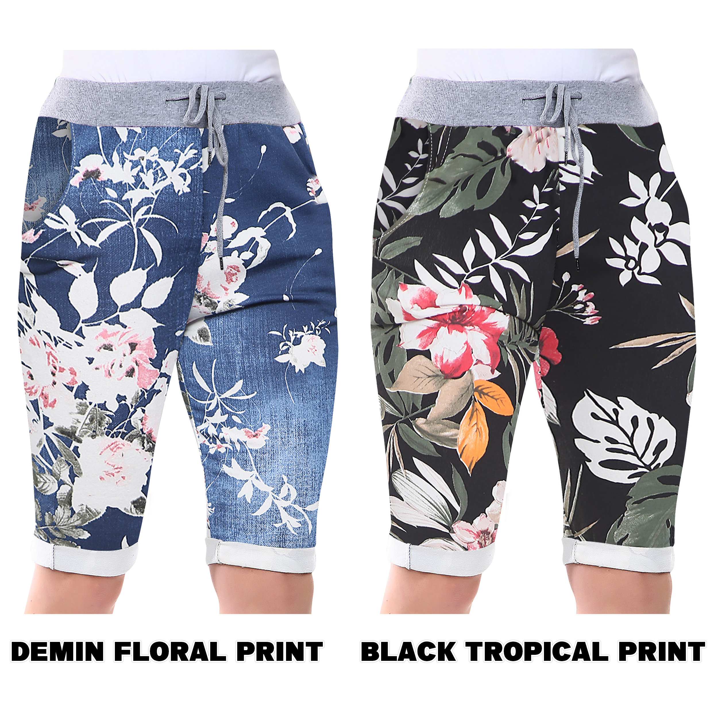 Women Knee Length Shorts Ladies Cropped Printed Trousers Magic Etsy UK