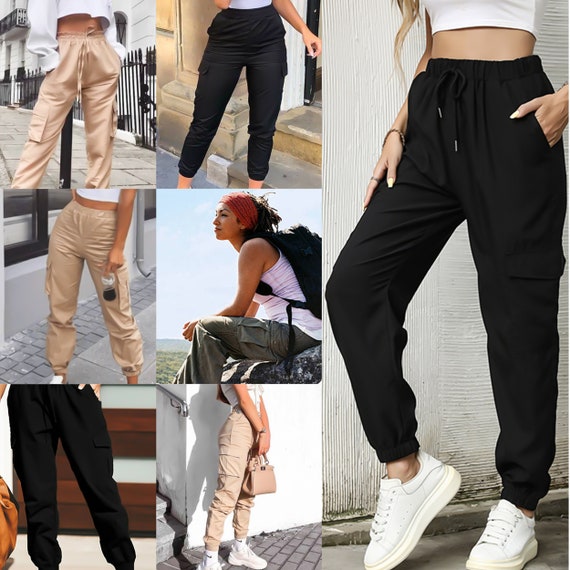 Womens Casual Cargo Jogging Bottoms Trousers Soft Warm Fleece Slim Fit  Elastic High Waisted Jogging Multi Pockets Combat Drawstring Pants - Etsy