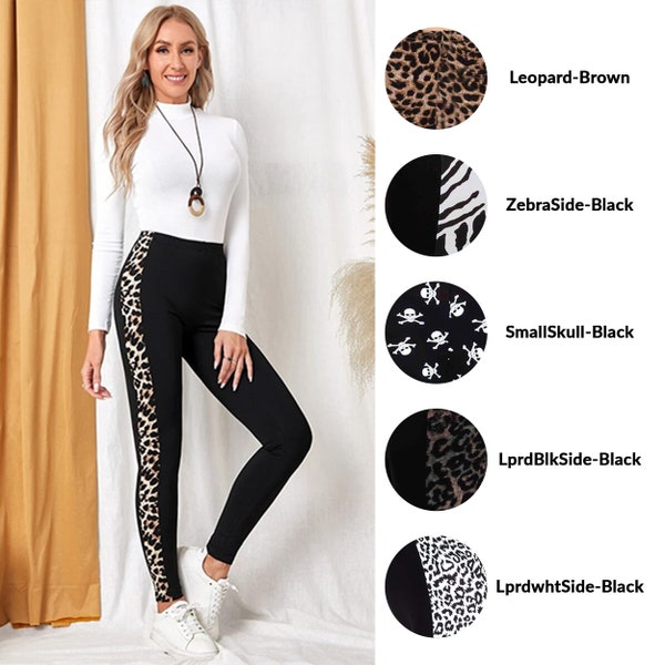 Womens Ladies Full Length Soft Stretchy Printed Leggings Gym Skinny Casual Pants