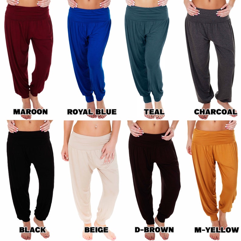 Pantalon de plage bohème pour femme Alibaba sarouel hippie avec revers à la cheville pour yoga image 3