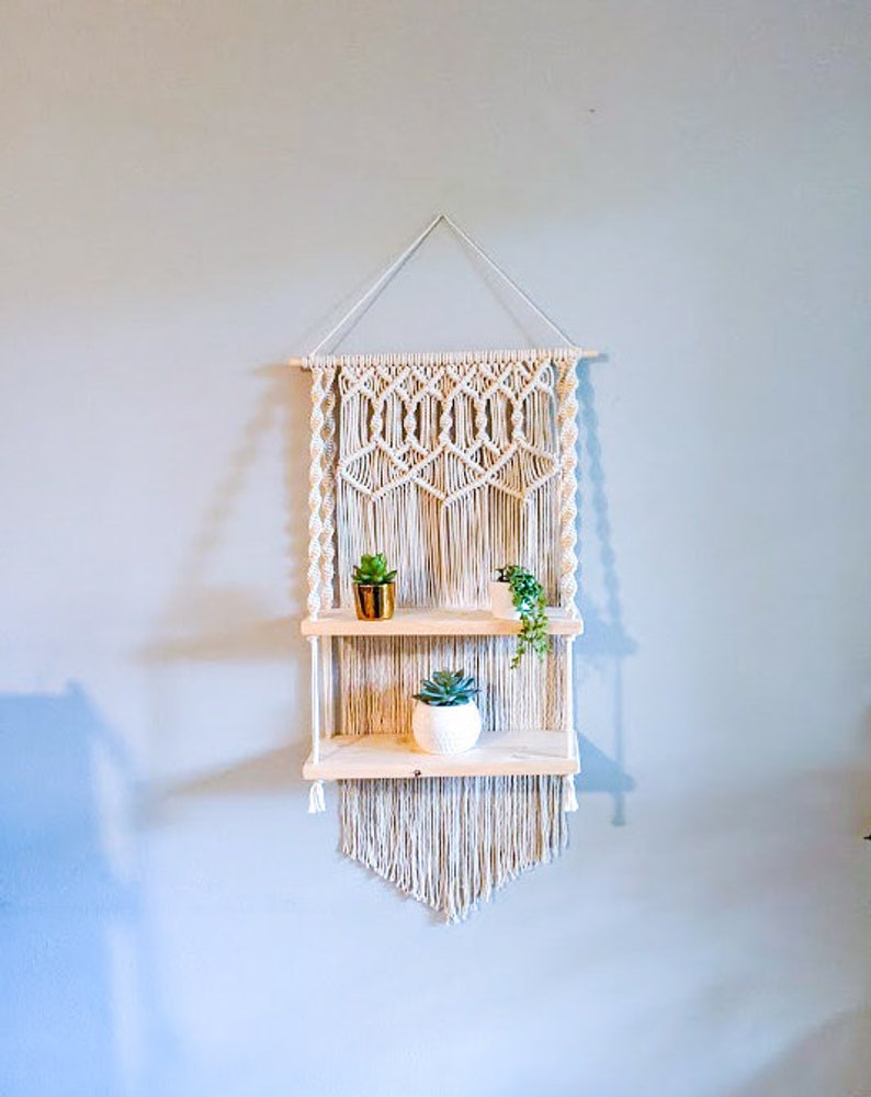 Macrame Hanging Shelf Rope Window Plant Shelf Hanging Plant Etsy