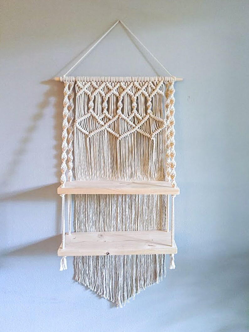 Macrame Hanging Shelf Rope Window Plant Shelf Hanging Plant Etsy