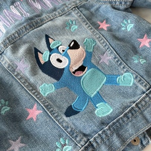 Personalized jean jacket, girls and boys jean jacket, baby/toddler jean jacket personalized, character jean jacket image 4