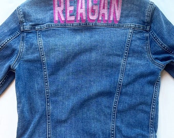 Personalized jean jacket, girls jean jacket, baby/toddler jean jacket with name, fun colorful personalized jean jacket