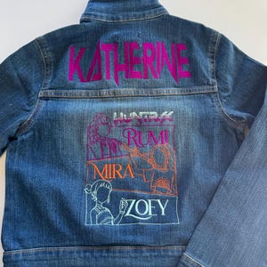 Personalized Denim Jacket, Embroidered Demon Hunter, Kpop Band Jacket afbeelding 3