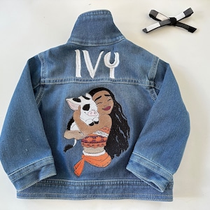 Personalized jean jacket, girls and boys jean jacket, baby/toddler jean jacket personalized, character jean jacket image 3