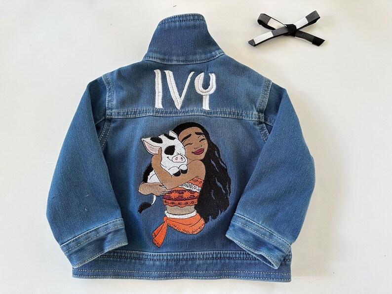 Personalized jean jacket, girls and boys jean jacket, baby/toddler jean jacket personalized, character jean jacket image 3