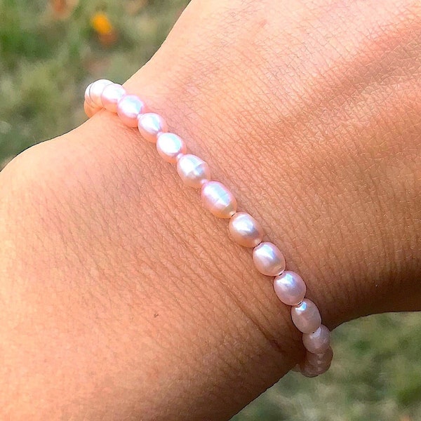 Pearl Bracelet with Pink Freshwater Pearls, Beaded Jewelry Gifts for Women, Pale Pink Color