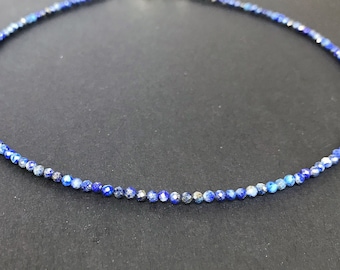 Lapis Lazuli Choker, Beaded Blue Faceted Stones, Short Necklaces for Women, Gemstone Jewelry Gifts