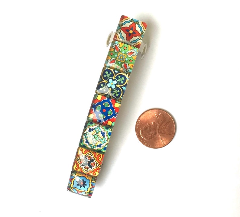 Glass Hair Barrette with Spanish Tile Designs, Mixed Colors and Patterns, Boho Accessories, Unique Gifts for Women image 5