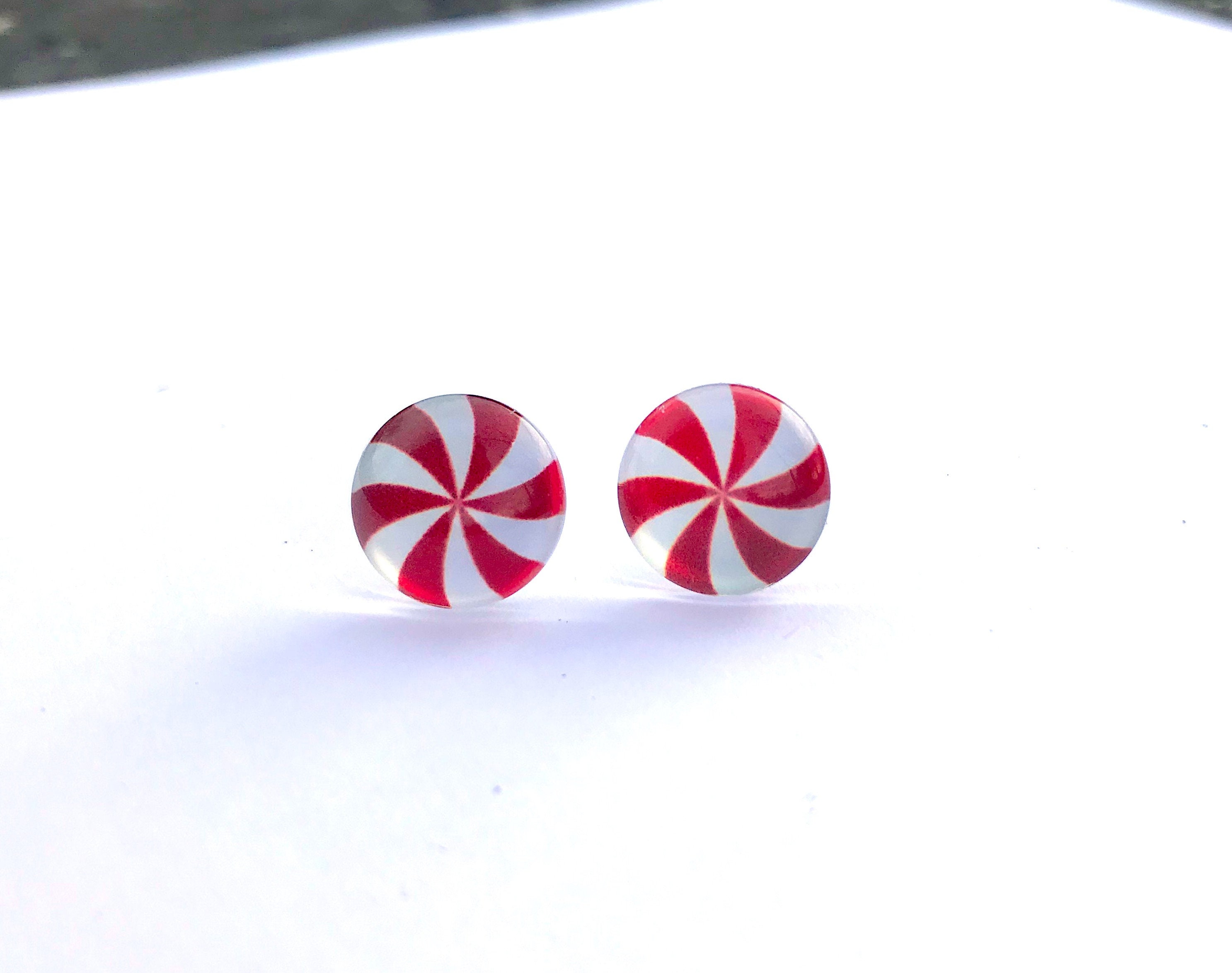 Christmas Stud Earrings for the Holidays Red and White Etsy UK