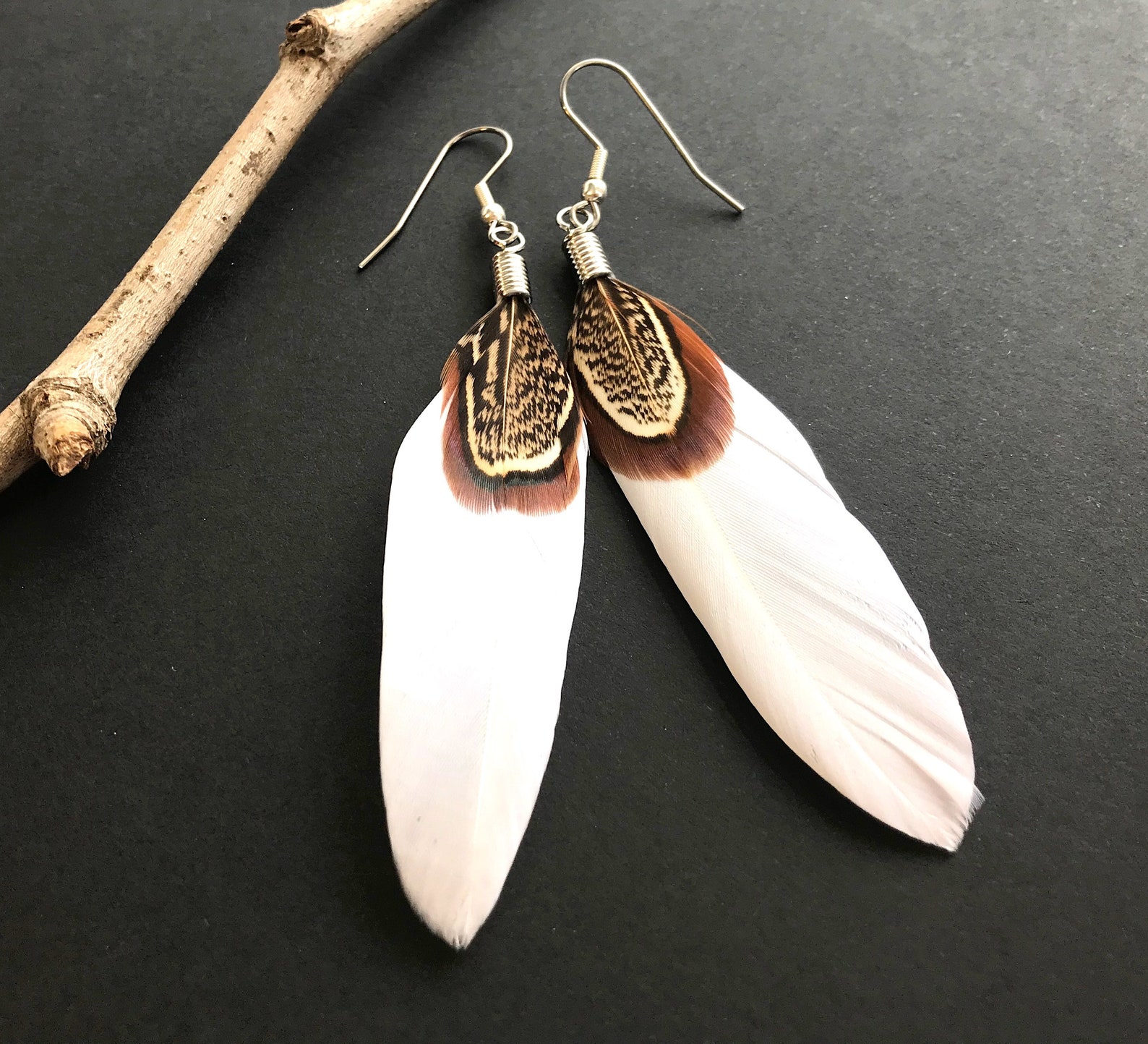 Real Feather Earrings 6 Colors Available Dangle Earring with Etsy