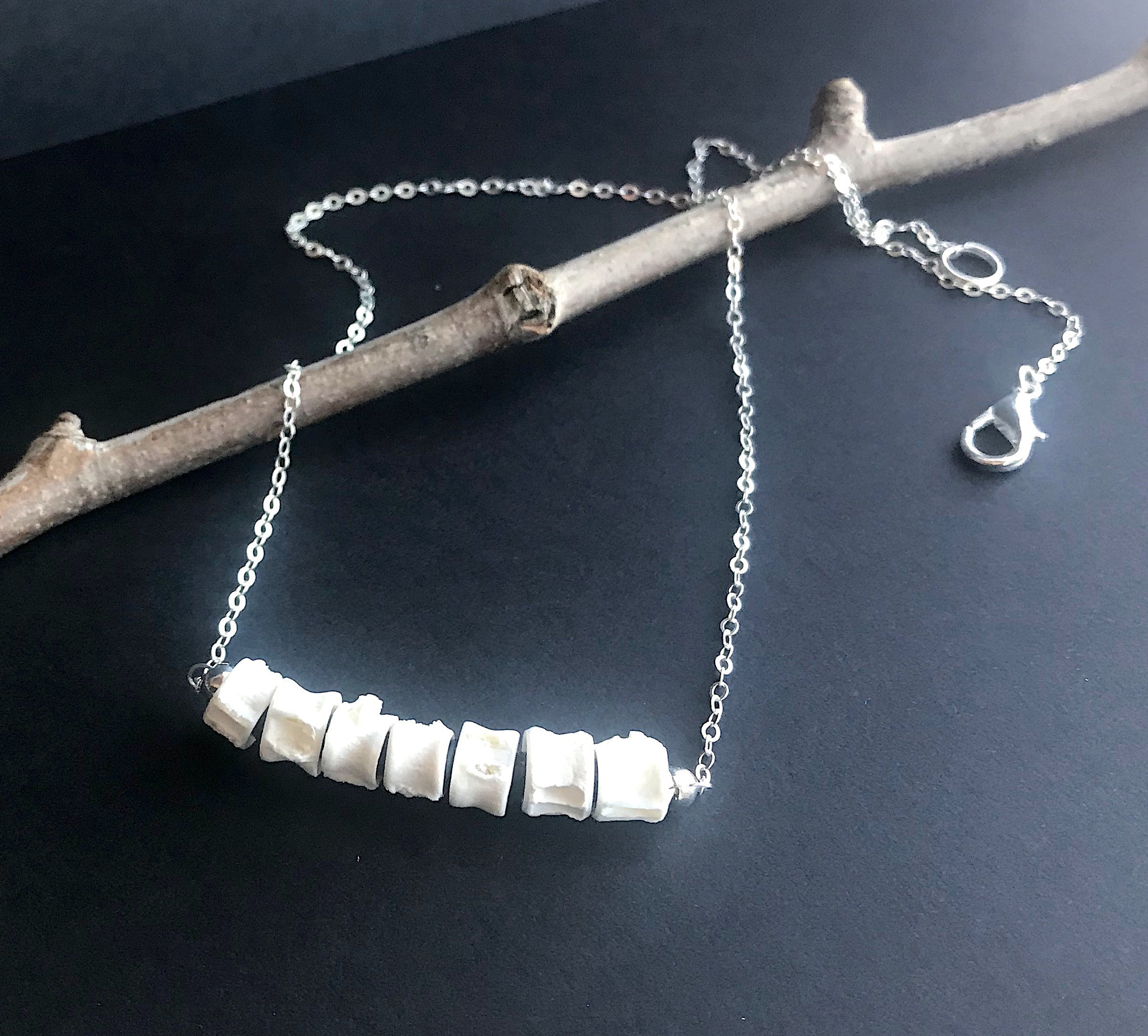 Fish Bone Necklace on Sterling Silver 