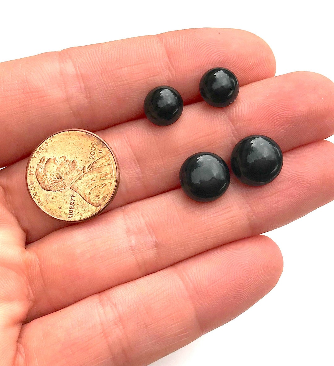 Black Agate Stone Earrings, Studs for Men or Women, Simple Earring Gift ...