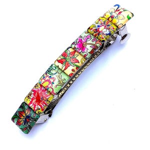 Haarspange mit Blumendruck, Glasfliesen, buntes Blumenmuster, einzigartige Geschenke, Clips