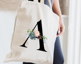 initial tote bag etsy