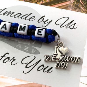 Personalised Key Ring with Taekwondo Charm, Custom Name Bag Tag Gift Ideas for Tae Kwon Do School Students and Instructors
