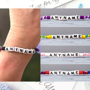 Personalised Friendship Bracelet, Custom Name Jewellery, Gift Ideas for Friends, Party Favours and Gifts for Kids, Knot Bracelets with Beads image 1