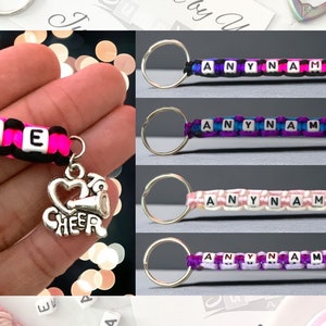 Porte-clés personnalisé avec breloque Cheer, idées cadeaux personnalisées pour étiquette de sac pour pom-pom girl, cadeaux porte-clés pom-pom girl pour équipe et entraîneur Cheer
