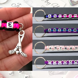 Porte-clés personnalisé avec breloque bâtons de hockey, étiquette de sac de hockey avec nom personnalisé, idées cadeaux pour équipes, joueurs, entraîneurs et fans de hockey