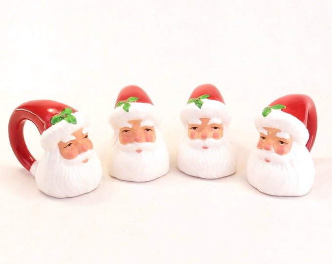 Santa Napkin Ring Set of 4 Santa Figurine Christmas Tableware Vintage Christmas Kitschy Christmas
