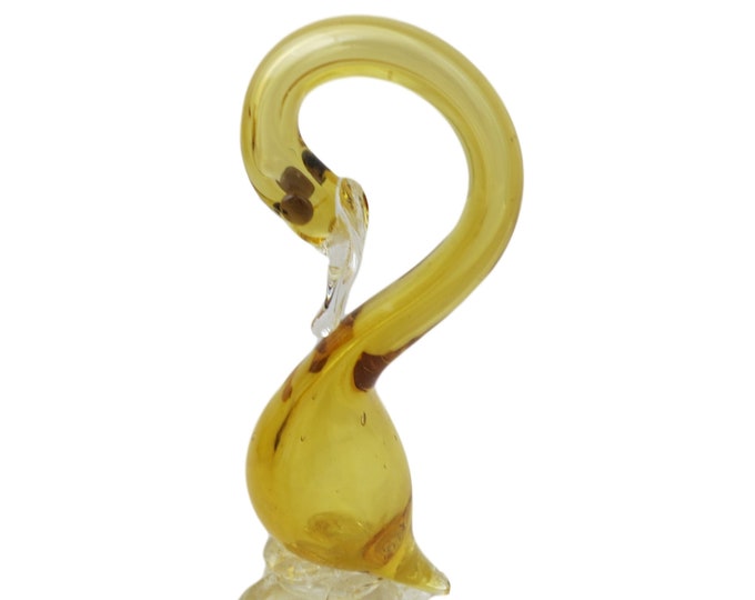 Aventurine Gold Amber Murano Duck Blown Glass Alfredo Barbini