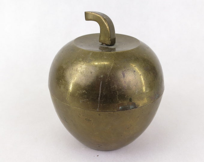 Vintage Brass Apple Lidded Box Italian Brass Teachers Gift