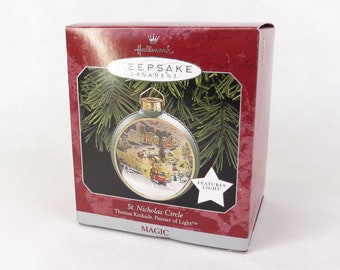 NIB Light Up 1998 Hallmark Thomas Kinkade St. Nicholas Circle Keepsake Ornament