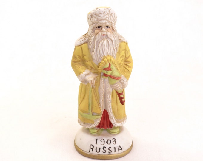 Vintage Santa Claus 1903 Russia Hand Painted Ceramic 5" Retro Christmas Decor