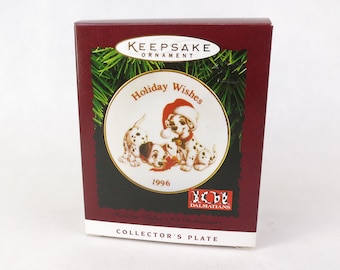 NIB 101 Dalmatians Holiday Wishes Collector's Plate Ornament 1996 Hallmark Keepsake Ornament