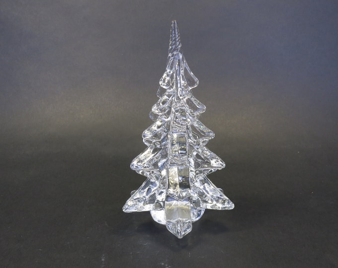 Vintage Silvestri Christmas Tree Crystal Clear Art Glass Christmas Pine Tree 6" Twisted Top