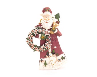 Vintage Resin Folk Art Santa Claus Statue With Toy Bag 8 Christmas Decor