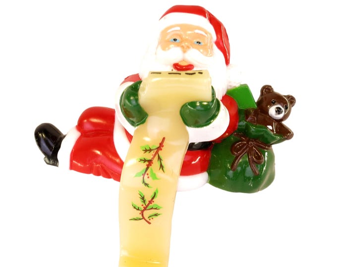 Vintage Plastic Santa with Teddy Bear Christmas Stocking Holder