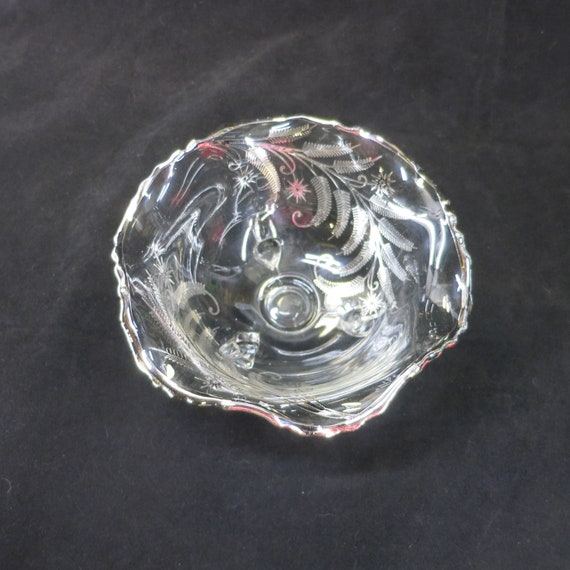 Vintage Silver City Sterling Overlay Clear Glass 3 Footed Bowl Etsy.