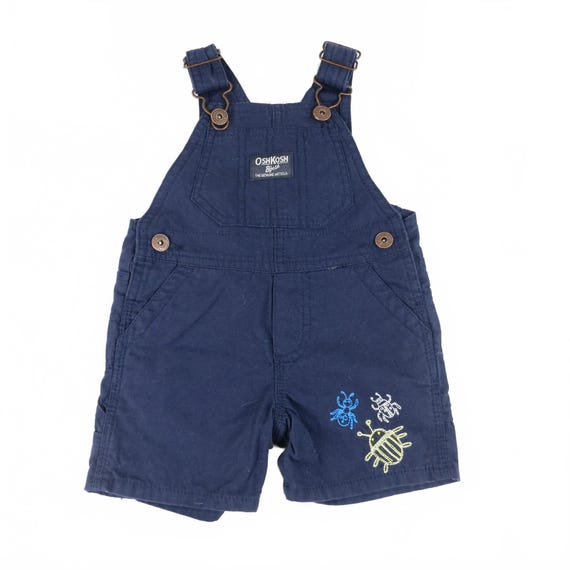 OshKosh B'gosh, OshKosh B'gosh Navy Overalls Shorts 6M with Bug Embroidery