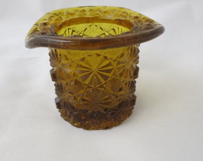 Vintage Light Brown Glass Daisy and Button Top Hat Toothpick Holder