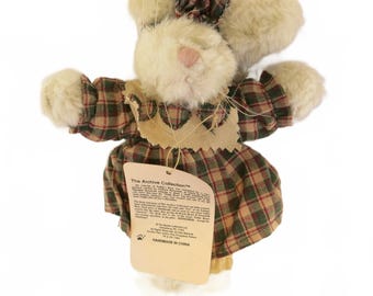 Vintage Boyds The Archive Collection Ornament Plush Bunny Doll in Plaid Dress