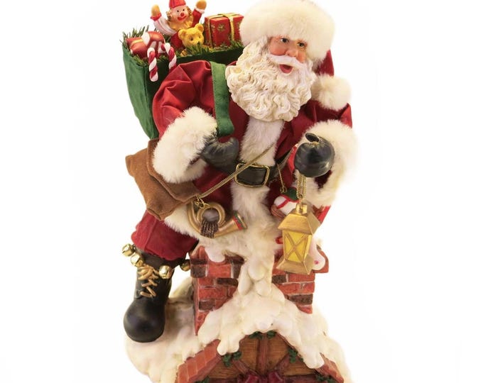 Clothtique Santa Clause Chimney Bag of Toys Roof Boots