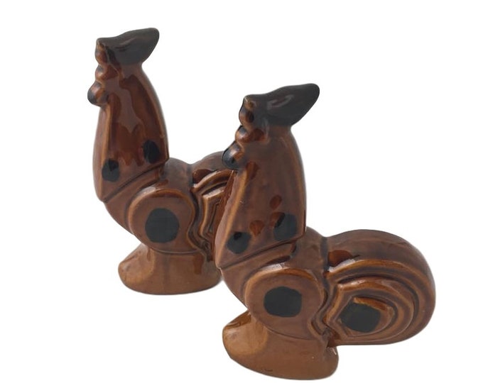 Vintage 1970’s Fabulous Brown Glazed Roosters Pair