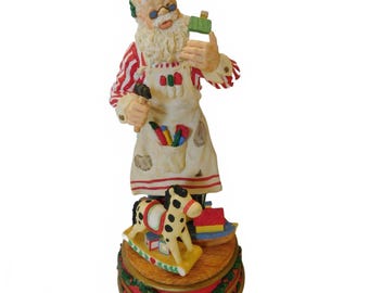Vintage Santa Claus Music Box "Jolly Old Saint Nicholas" 10.5" Tall