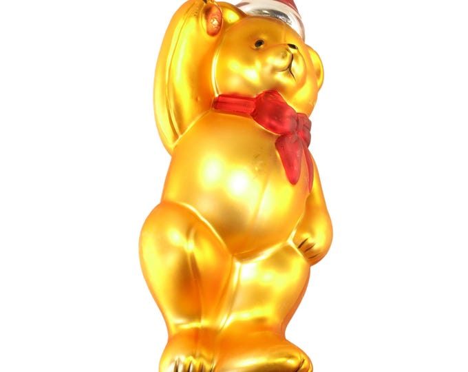 Large 10.25" Vintage Dept 56 Mercury Glass Teddy Bear Christmas Ornament