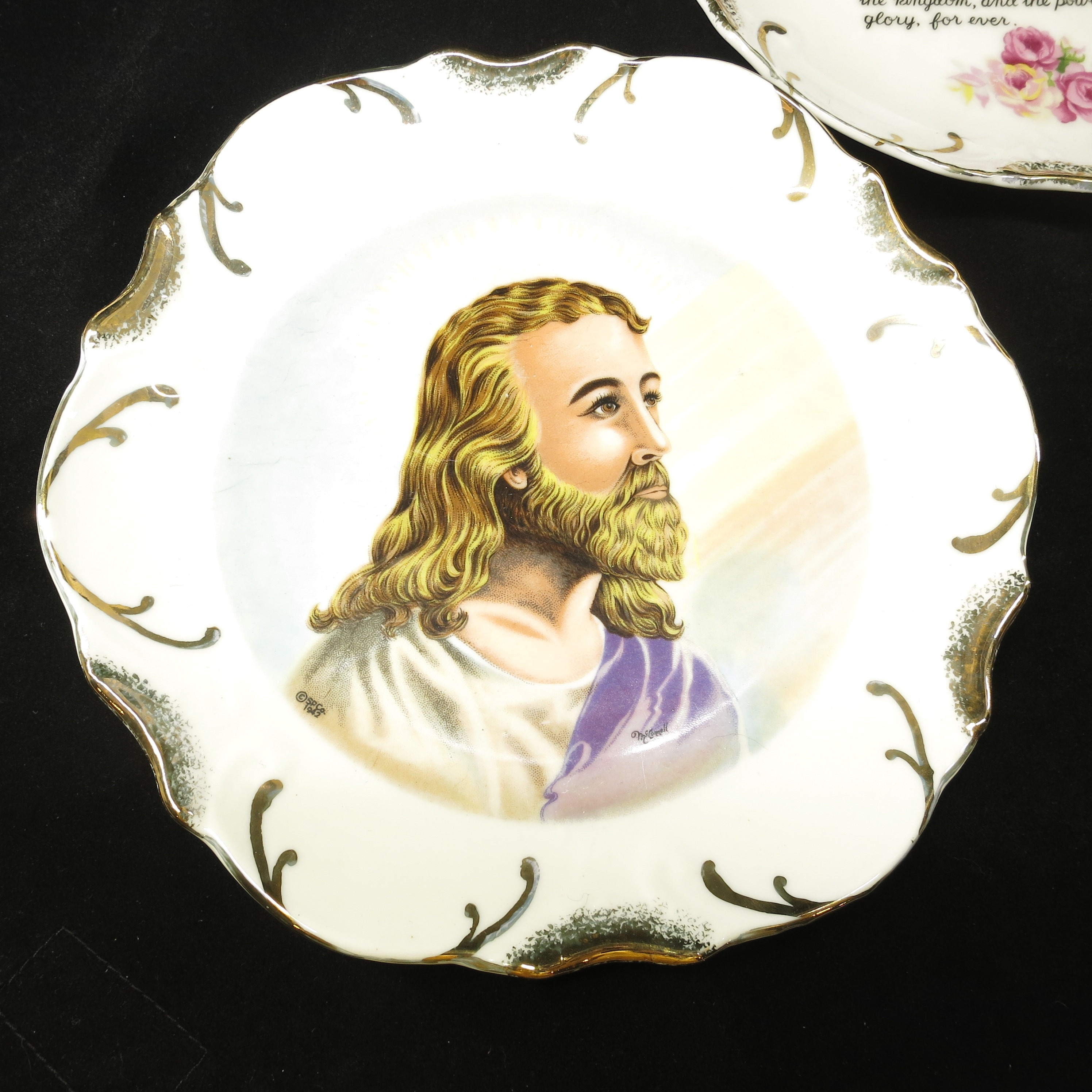 Set of 3 Decorative Religious Plates Last supper, Jesus, The lord's Prayer