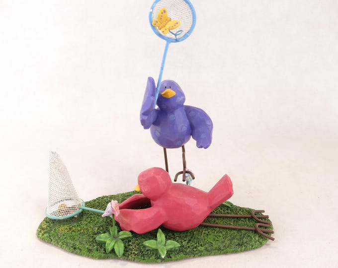 Vintage Russ Berrie Come Tweet With Me Limited Edition Series Catching Butterflies Figurine 11681