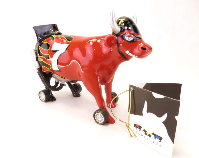 Cow Parade "Nascow Stockyard Cow" Ceramic Figurine #9206 Vintage 2002