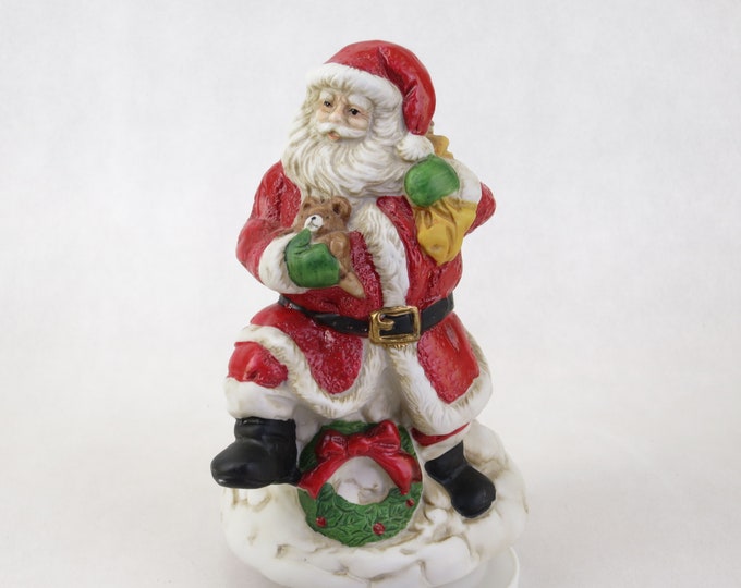 Vintage Ceramic Santa Claus Musical Wind Up Plays "Santa Claus is Coming to Town" Christmas Decor