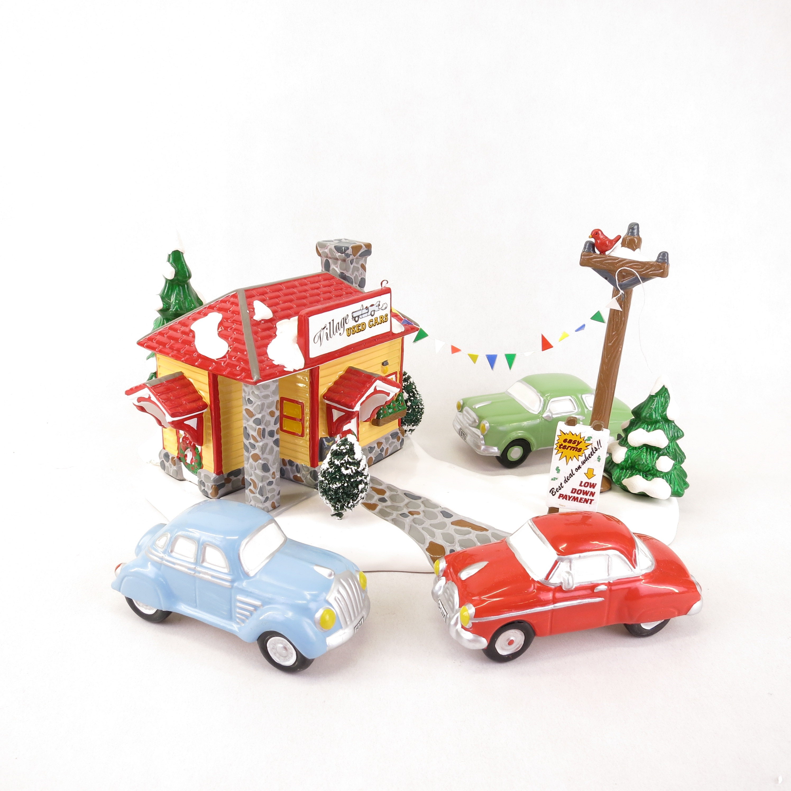 Department 56 Village Used Car Lot Set of 5 54283 Snow Village